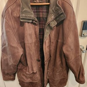 Men's Maxwear Brown Leather Coat XXL